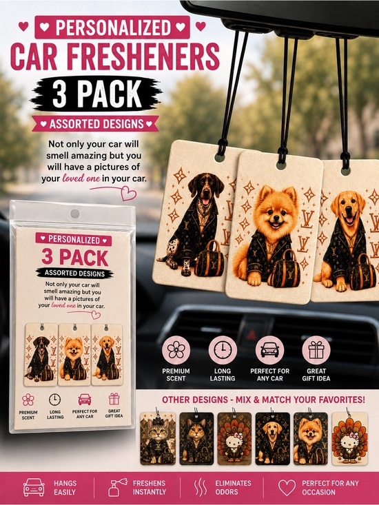 Coolgiftsss Other - Car freshners pack of 3 personalized select a scent. Great party favors too. New